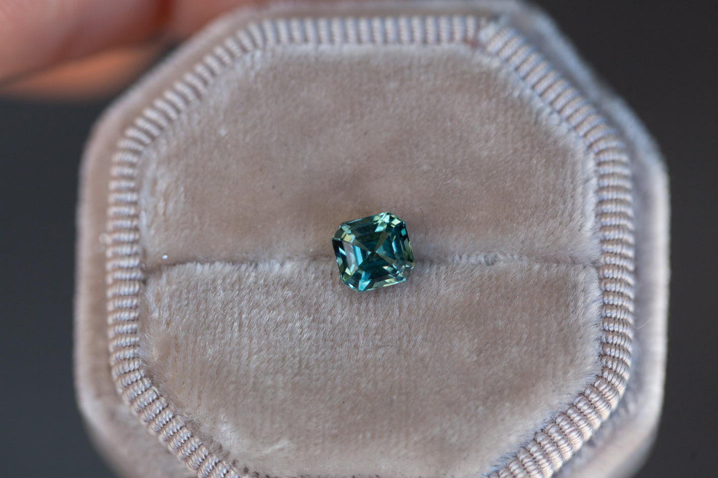 Load image into Gallery viewer, 1.2ct asscher cut teal sapphire

