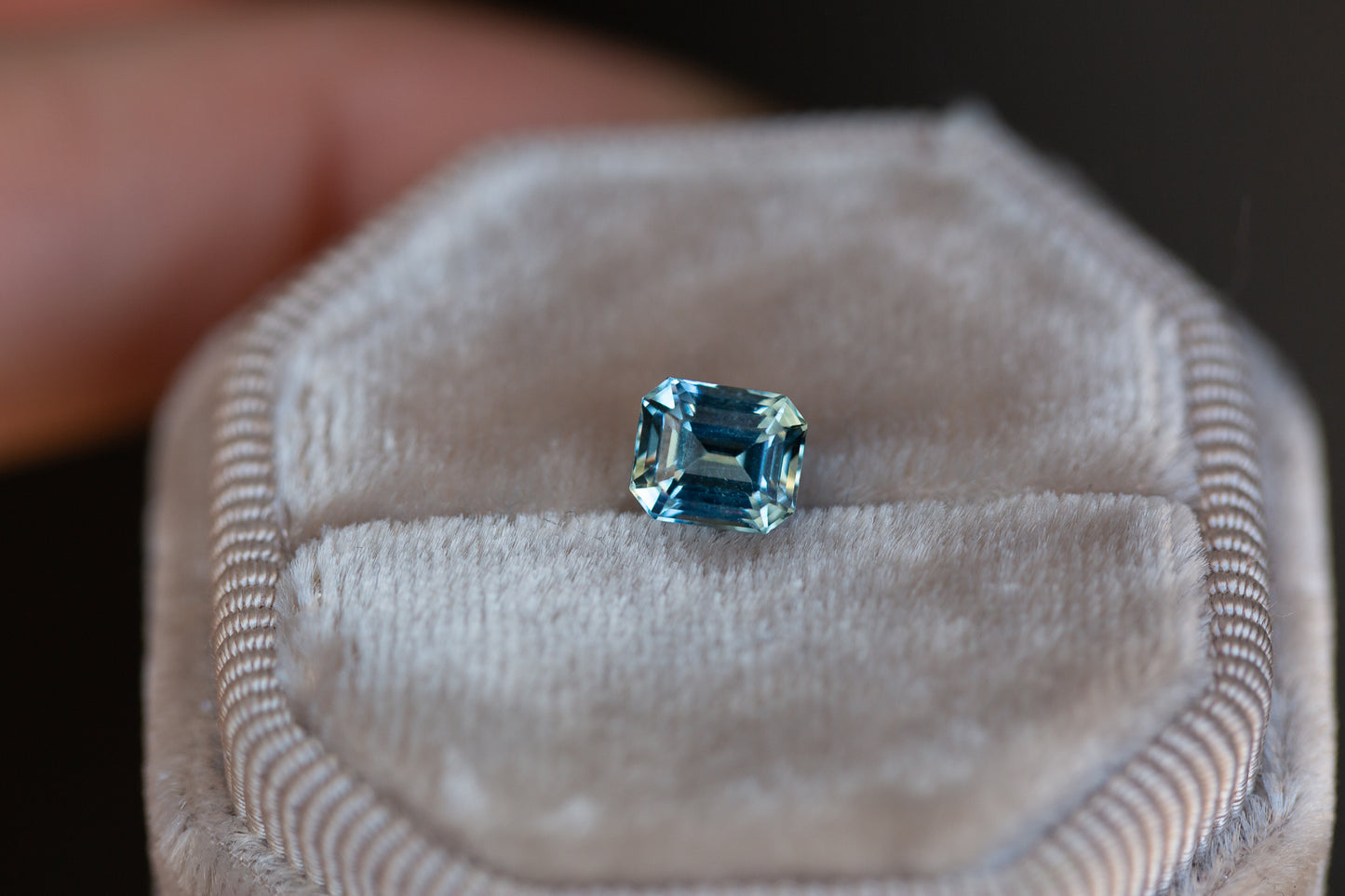 1.33ct light blue teal emerald cut sapphire