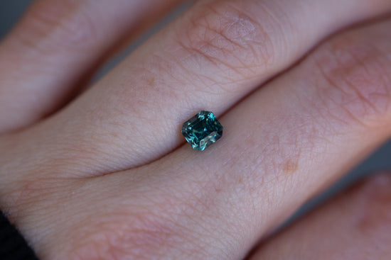 1.23ct blue green emerald cut sapphire