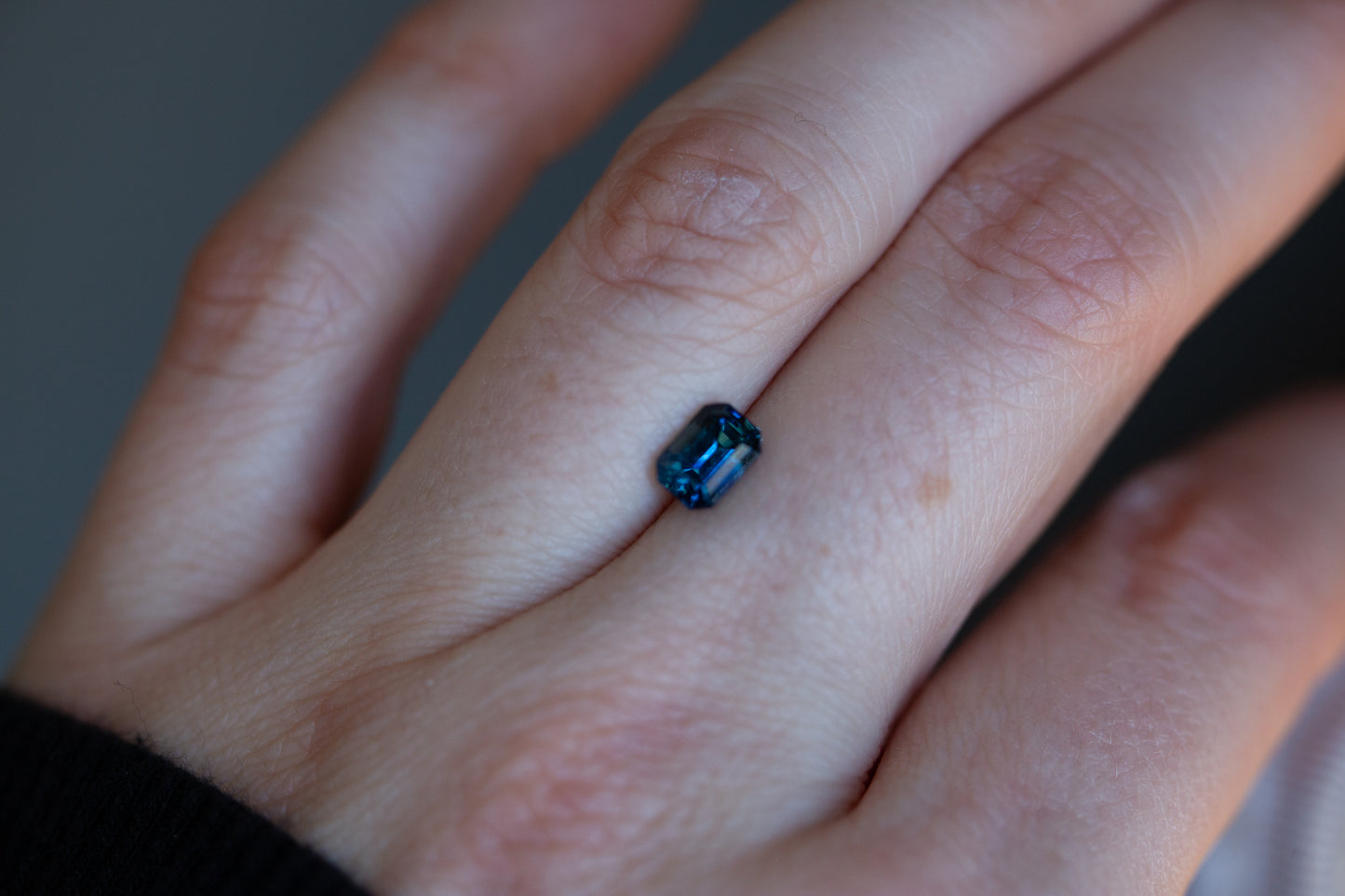 1.19ct blue emerald cut sapphire