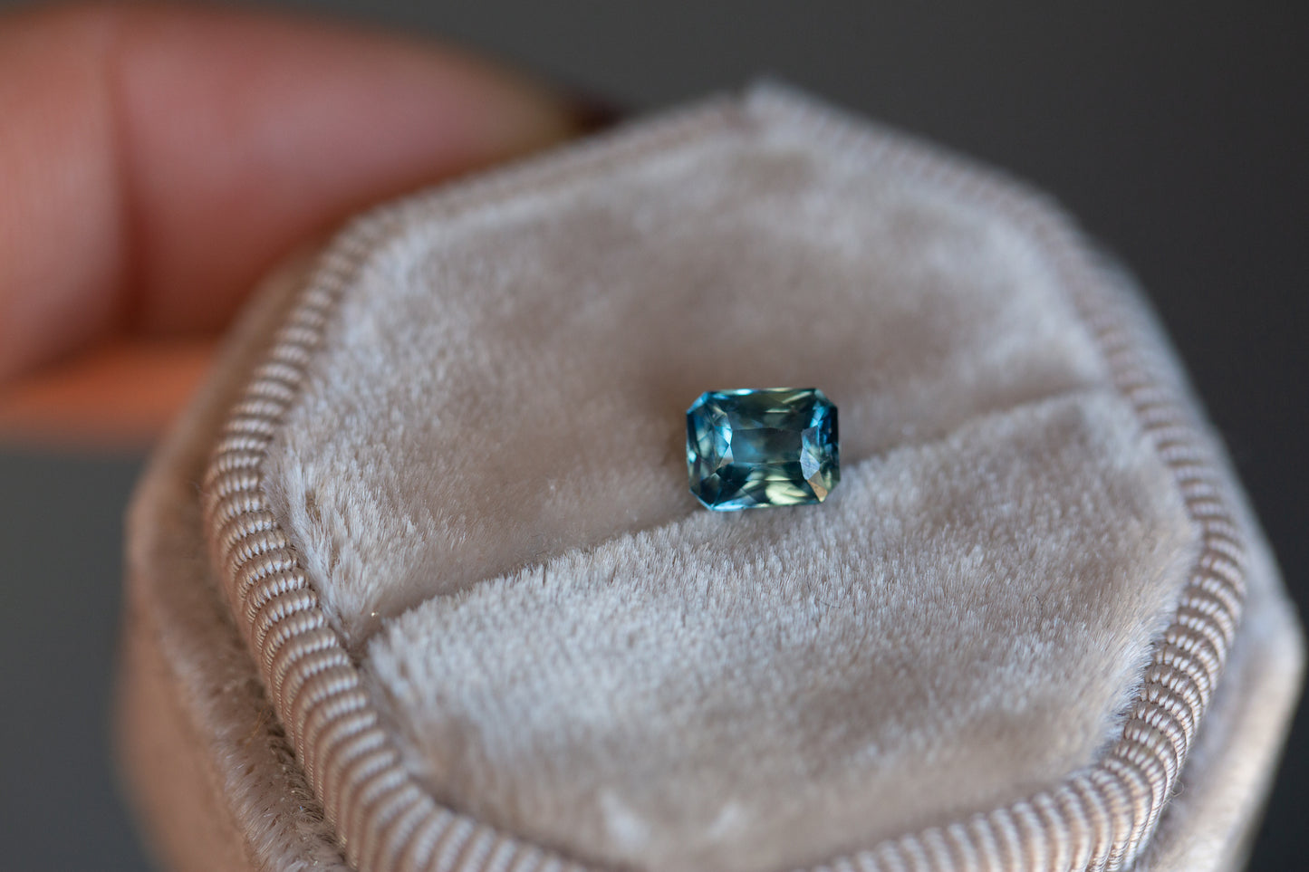 Load image into Gallery viewer, ON HOLD 1.03ct teal emerald cut sapphire
