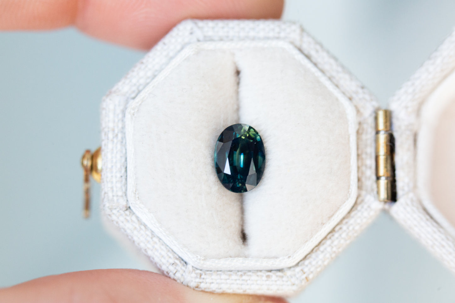 1.37ct oval deep blue green sapphire