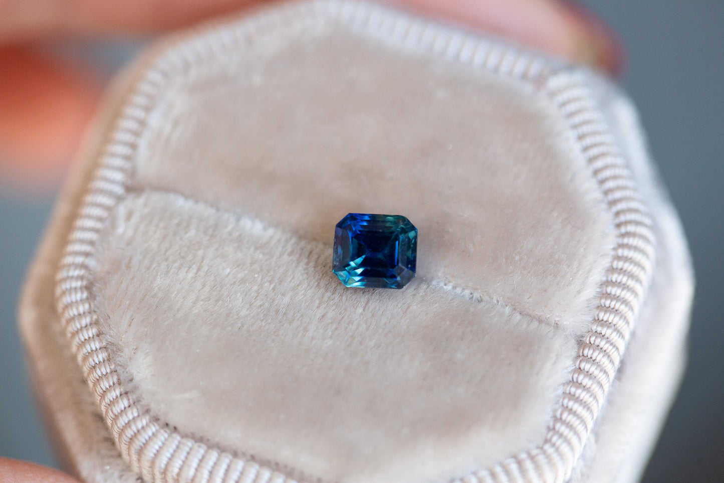 1.26ct blue emerald cut saphire