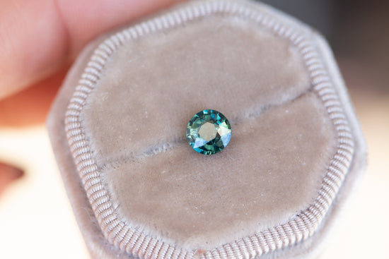 1.29ct round blue green sapphire