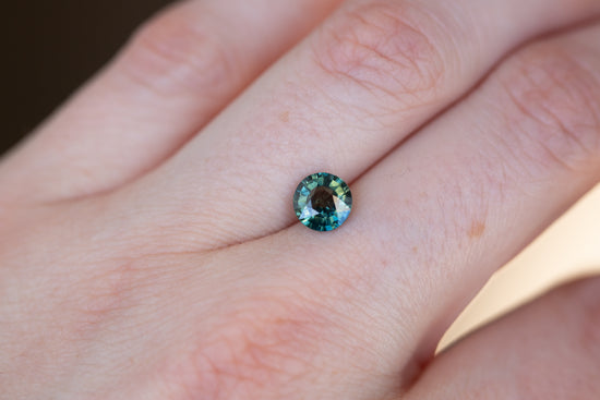 1.29ct round blue green sapphire