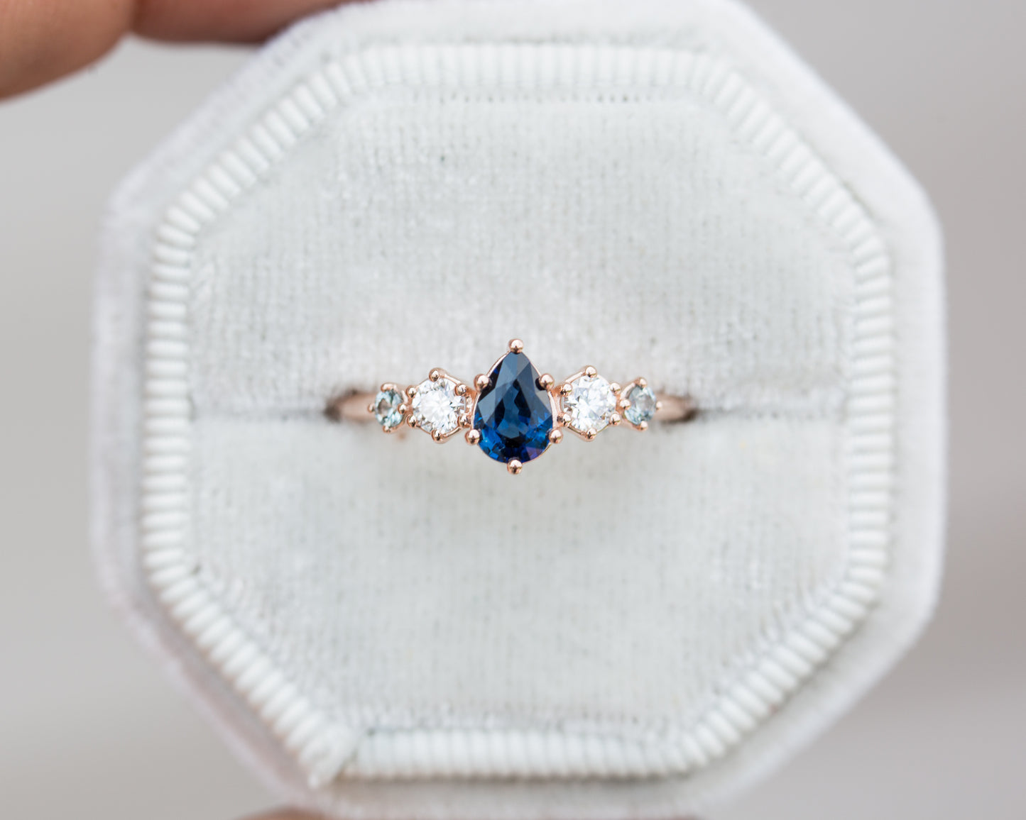 Blue sapphire pear 2025 engagement rings