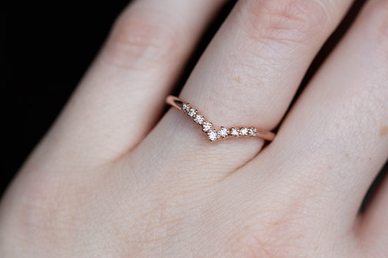 Tiara Diamond Ring in Rose Gold V Shaped Curved Wedding Band | La More  Design