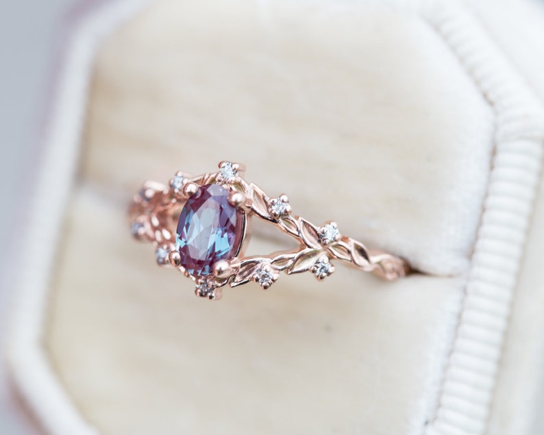 Briar rose with oval alexandrite Oore Jewelry