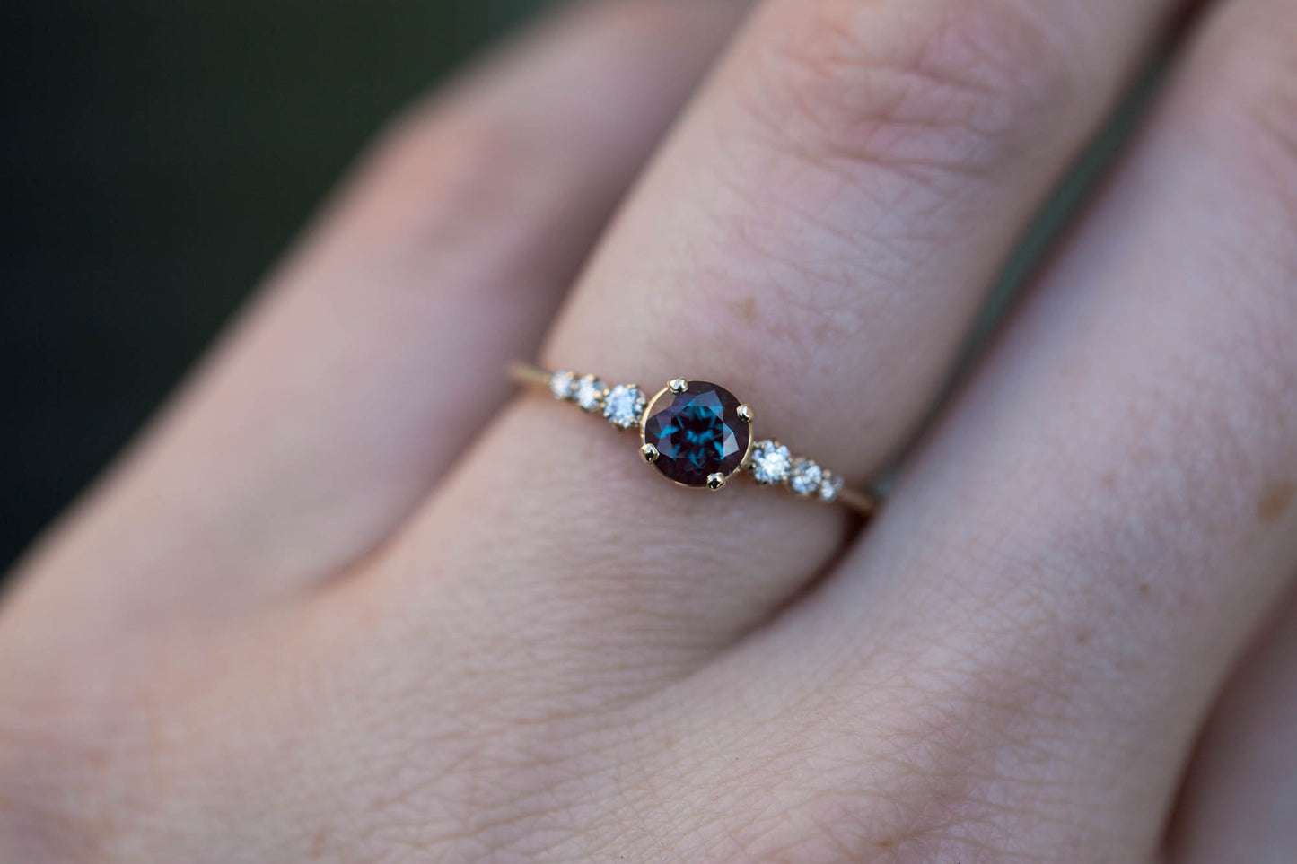 Chatham alexandrite cluster engagement ring, 7 stone diamond ring