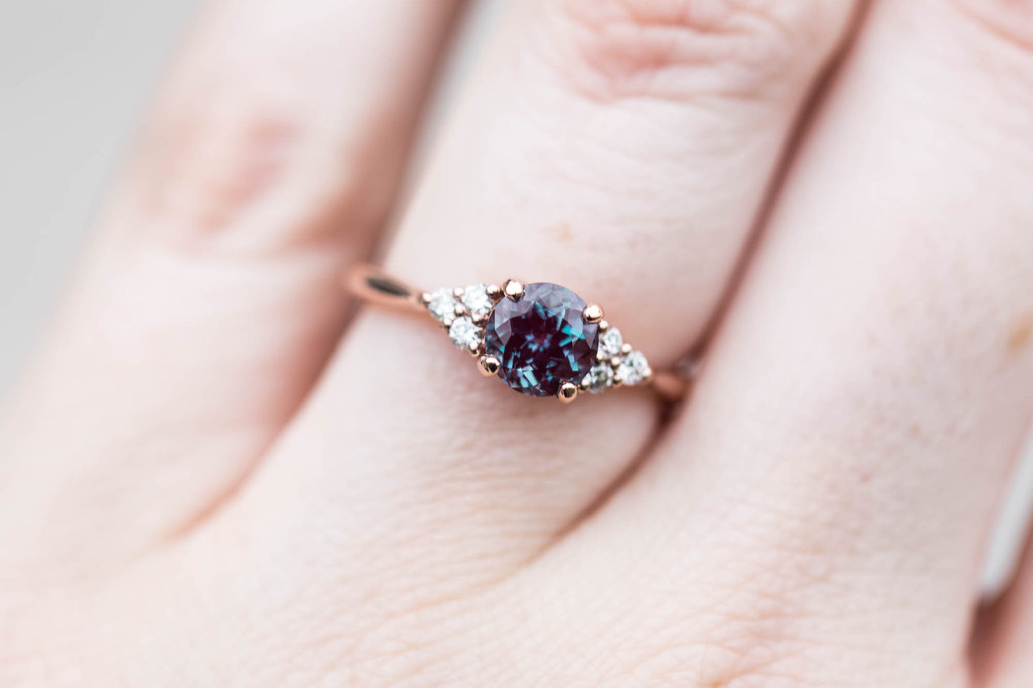 Load image into Gallery viewer, Chatham alexandrite round cluster engagement ring, made to order
