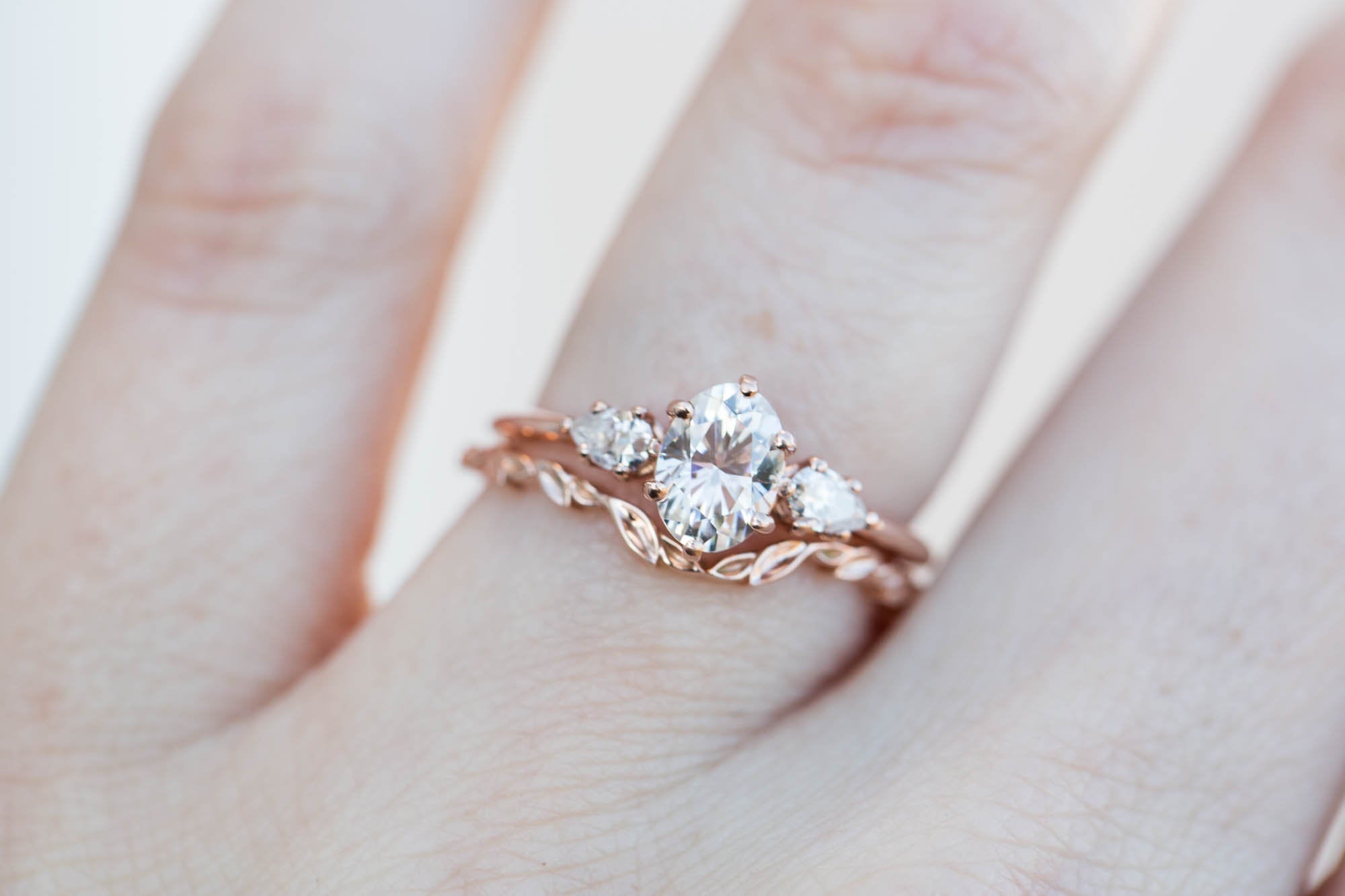 Curved leafy wedding band Oore Jewelry